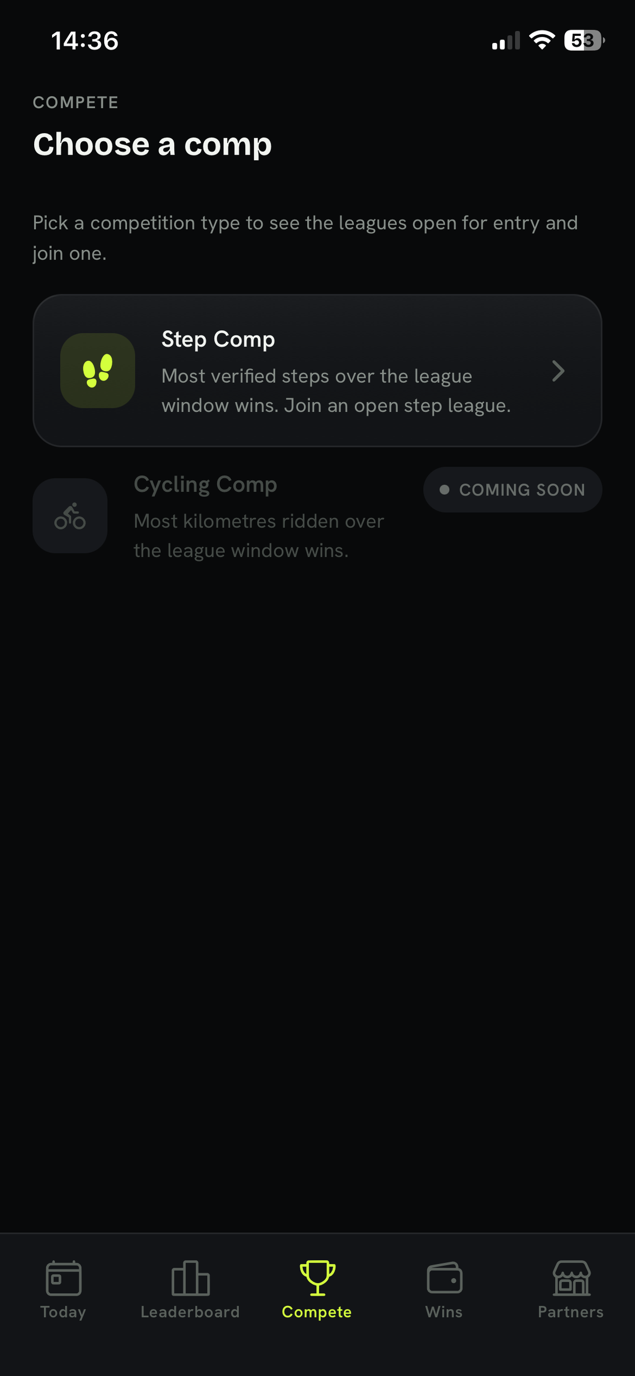Impulso Choose a comp screen